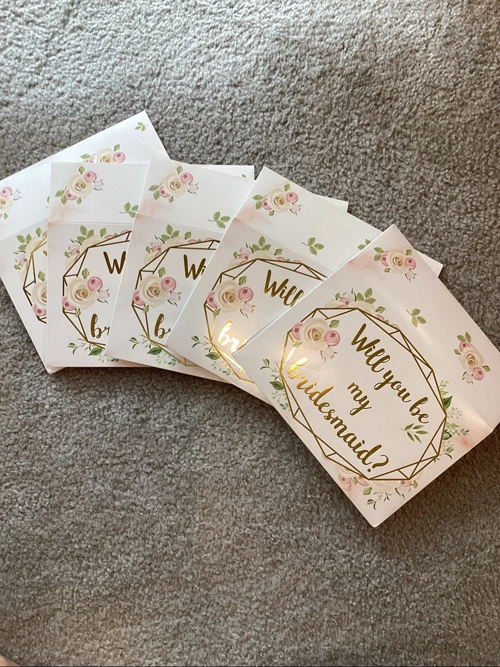 Will You Be My Bridesmaid? Pink, White & Green Floral  gift boxes - There is 5